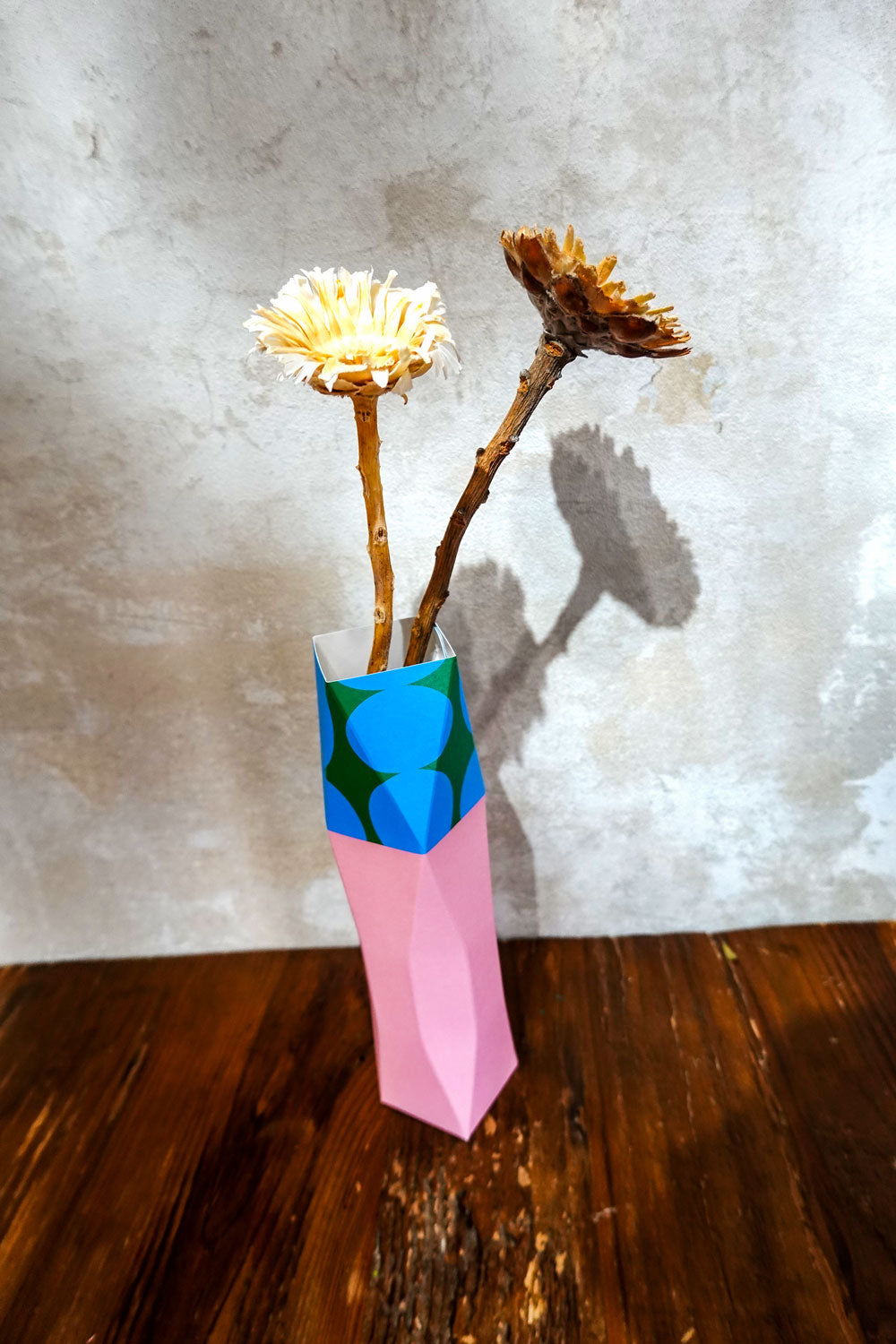 Paper flower base pink blue
